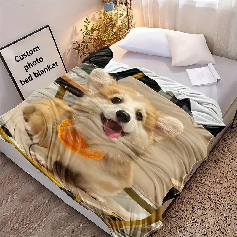 1PC Custom Personalized Blanket Personal Photo Flannel Bed Blanket Birthday Wedding Couple Valentine's Day Holiday Gift Blanket