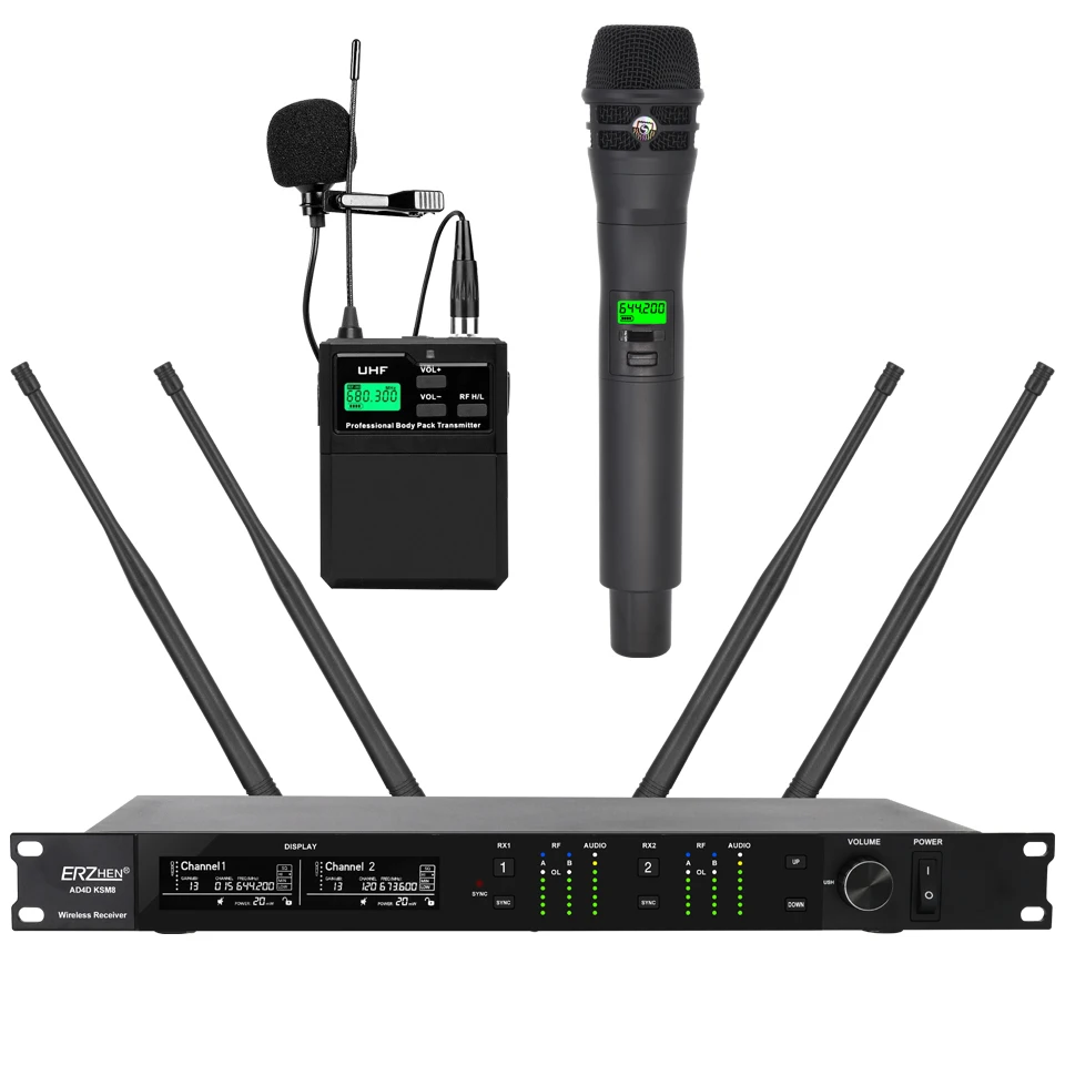 Imagem -03 - Microfone sem Fio High-end Handheld Headconjunto Clipe Collar Ksm8 Dual Channel Performance de Palco Karaoke ok Profissional Ad4d