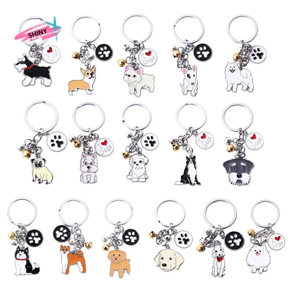 

Fashion Bag Jewelry Enamel Husky Animal Bell Maltese Pet Keychain Dog Pendant Dog Keychain Pet Keyring