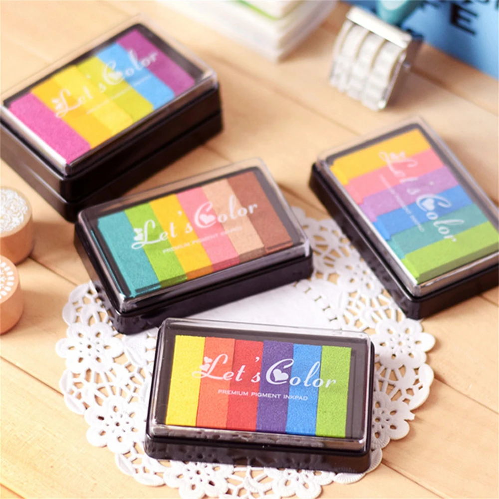 

Washable Colored Pigment Rainbow Inkpad Rubber DIY Stamp Clay Oil Based Print Safety No-Toxic Face Paint Cosplay Makeup Supplies