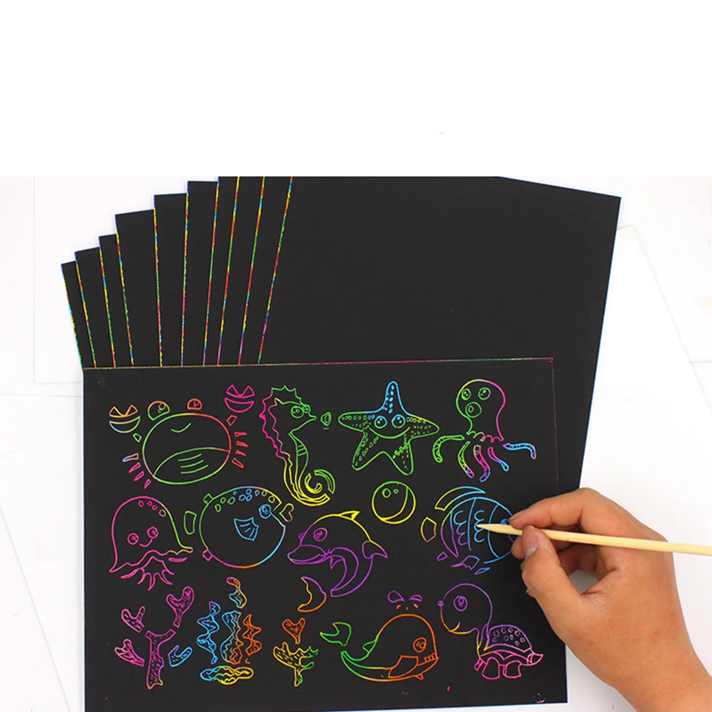 

55pcs Paper For Kids, Diy Scratch Off Drawing Boards Art Set, Educational Craft Sheets Children'S Activity Supplies, Scratch