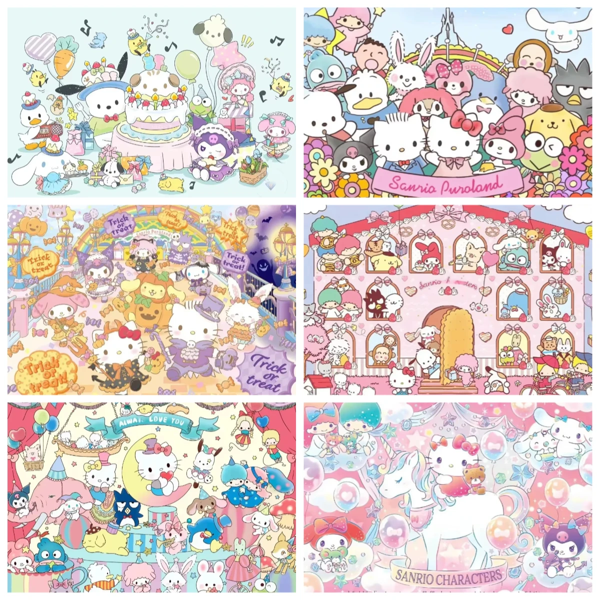 Sanrio Family Cartoon Oil Painting By Numbers Home Decor Modern Wall Decor for Living Room Bedroom Perfect Gift No Frame