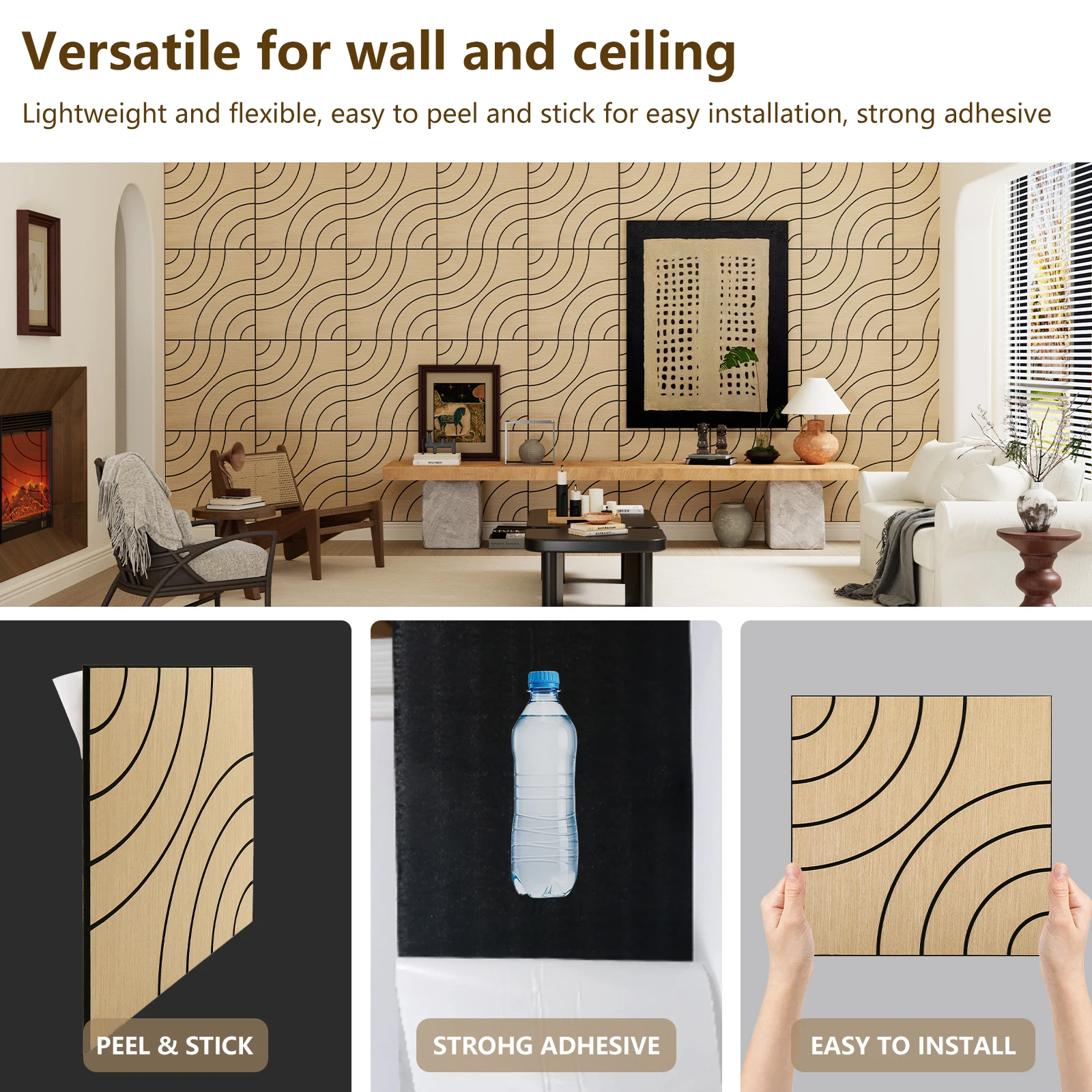 مجموعة ألواح حائط قابلة للتقشير واللصق ثلاثية الأبعاد ممتصة للصوت الصوتي مكونة من 4 قطع لتقليل الضوضاء الداخلية #5