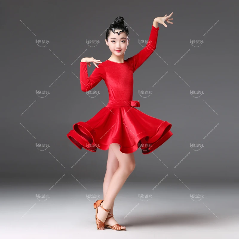 어린이 라틴 댄스 코스튬 공연 코스튬 태슬 스커트, 인터넷 레드 걸 트레이닝 코스튬 세트, 여름 신상