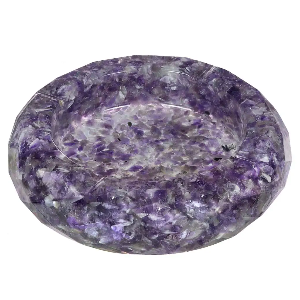 

TUMBEELLUWA Reiki Amethyst Resin Ashtray Flower Plant Pot Jewelry Tray Home Decor Office Ornaments Men Boyfriend Gifts