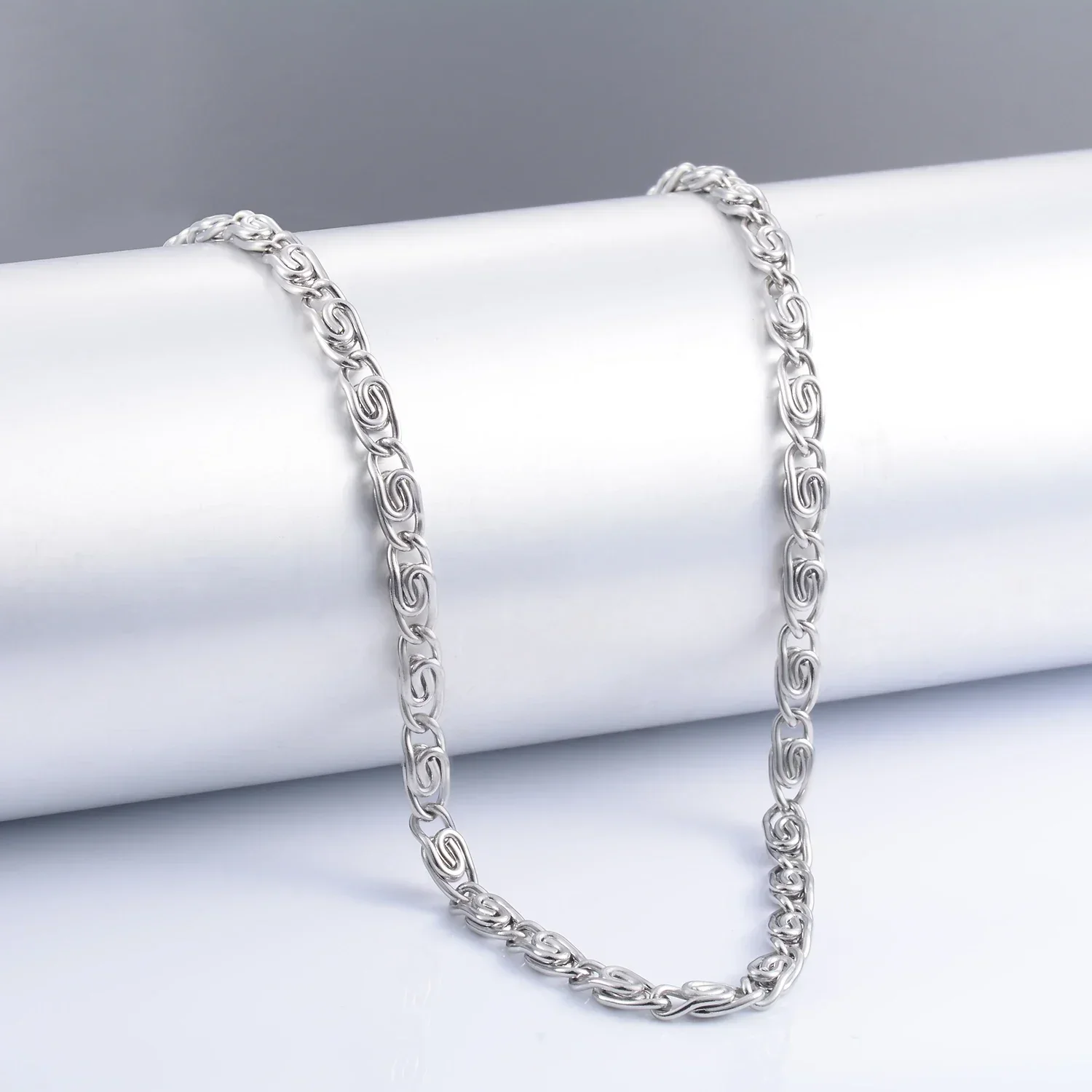 قلادة من الفولاذ المقاوم للصدأ Yadreva-Figaro ، لون فضي ، سلسلة مارينر ، قلادات حلزونية ، مجوهرات هيب بوب