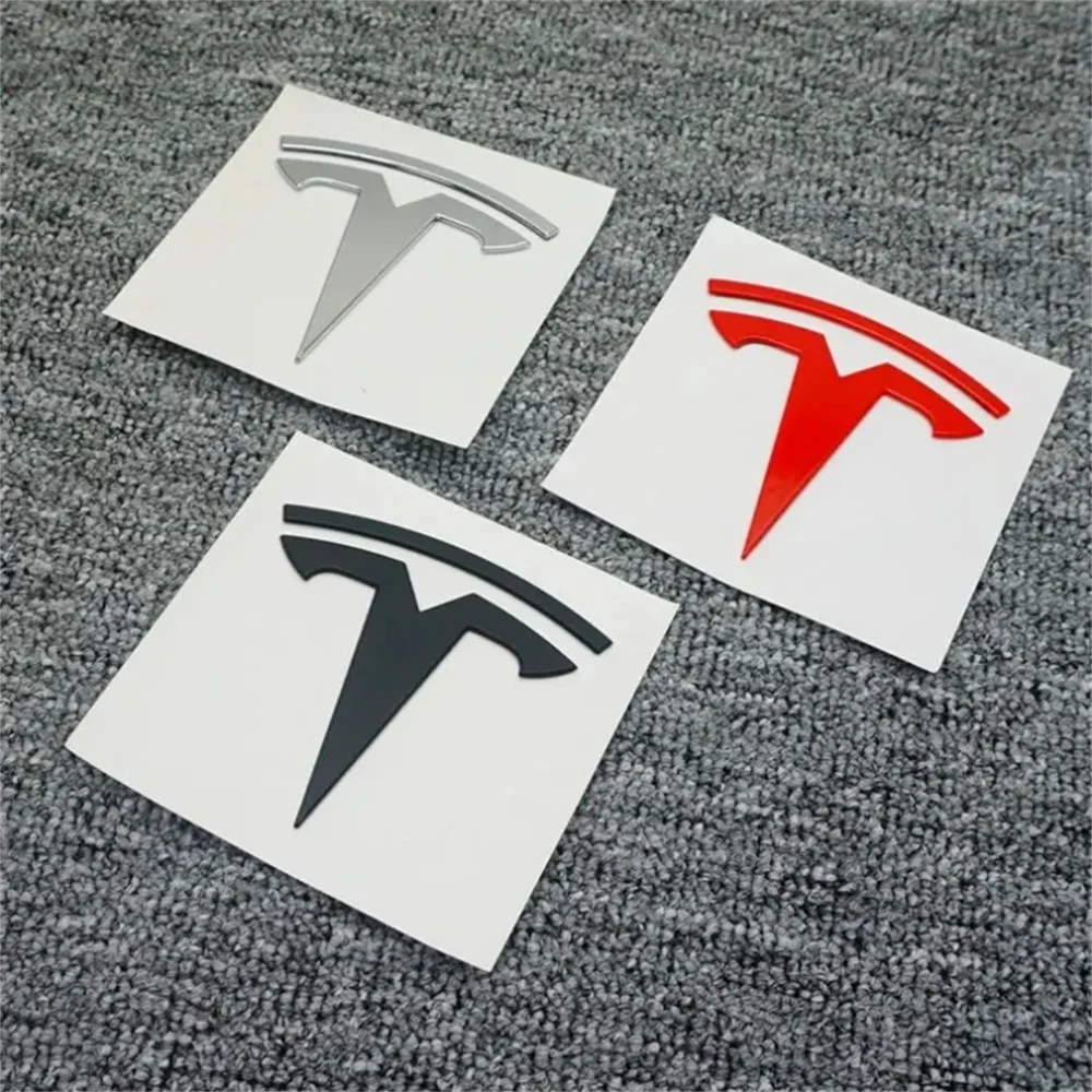 For Tesla- Car Front Emblem Rear Trunk Emblem Suitable for Model 3 Mode Y metal logo replacement rear and rear logos blackening