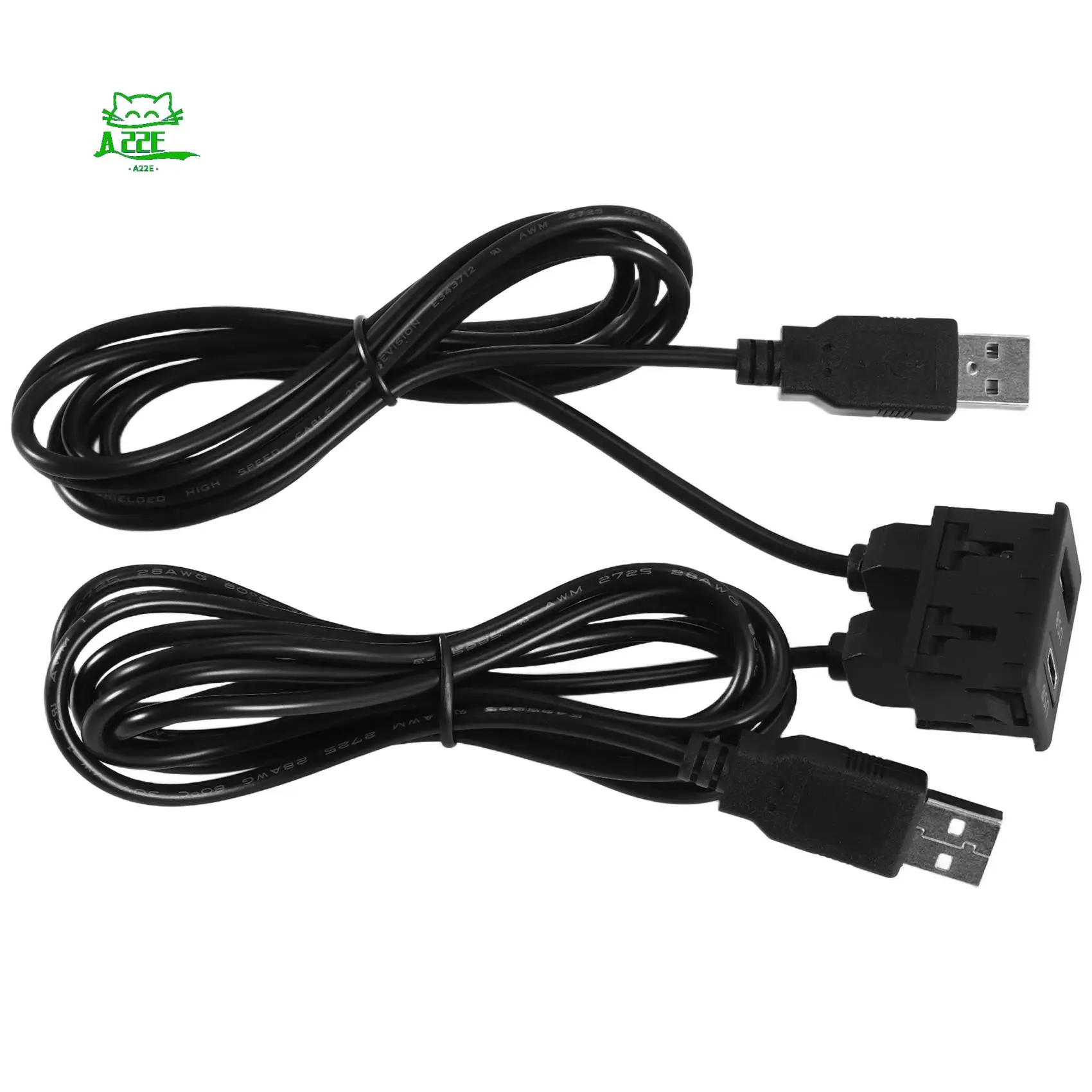 A22E-150CM Car Dash Flush Mount 2 USB Port Panel Auto Boat Dual USB-TAPYC Extension Cable Adapter For Toyota