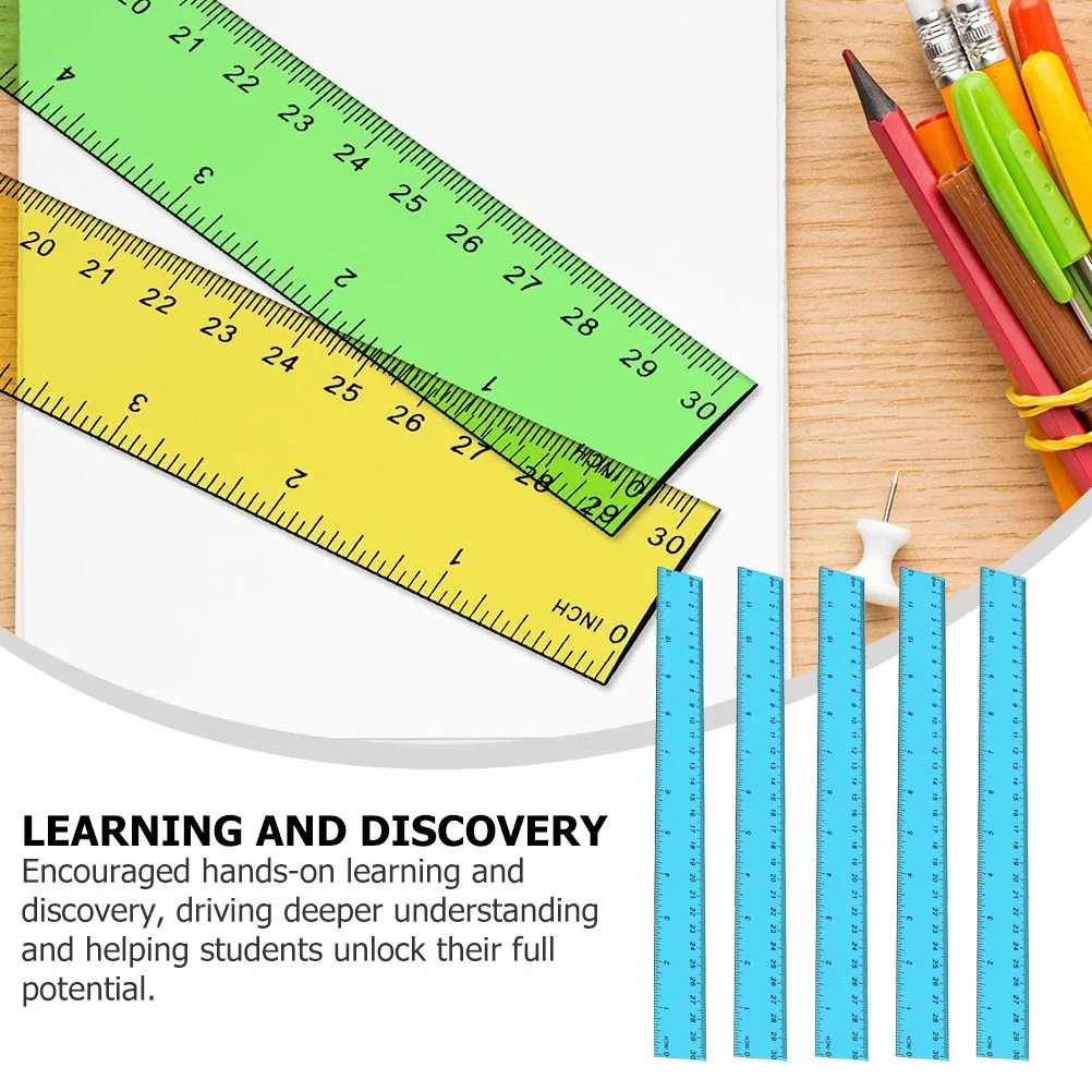 

5 Pcs Long Ruler Sturdy School Supplies Number Bright for Plastic Repeated Use Math Class