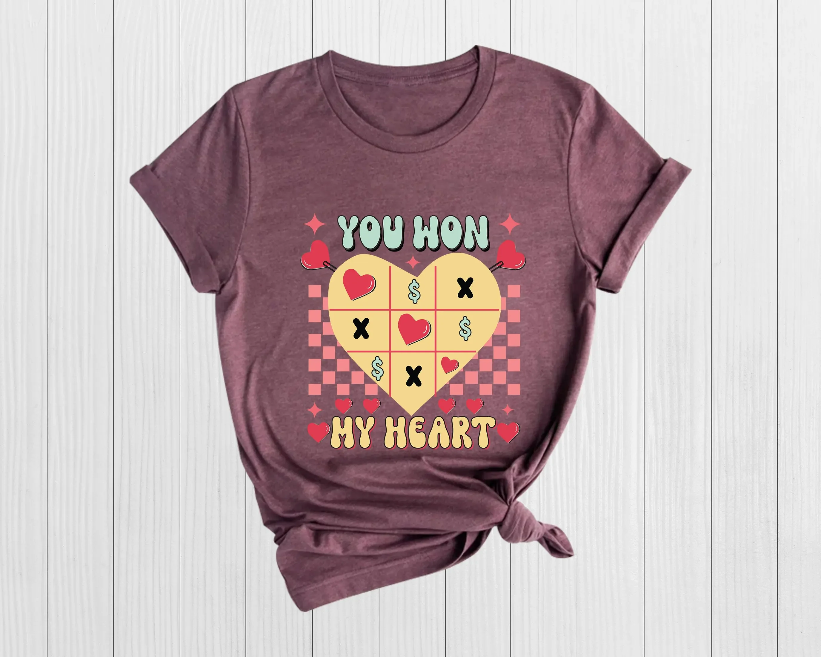 

Футболка «Вы выиграл мое сердце», подарок на день Святого Валентина для парня, подруги, любовь, лучший друг, забавные ретро-пары, помолвка