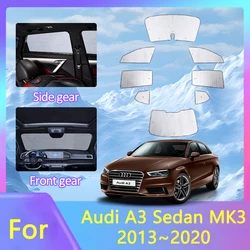 Audi A3 Sedan MK3 8V 용 풀 커버 차양 2013 ~ 2020 2017 Anti-UV 자동차 선 스크린 차양 앞 유리 측면 차양 창 개인 정보 보호