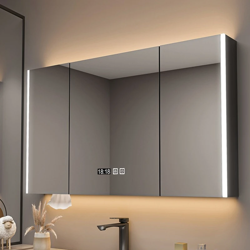 

Solid wood bathroom smart mirror cabinet separately wall-mounted bathroom beauty mirror small storage armarios de baño furniture