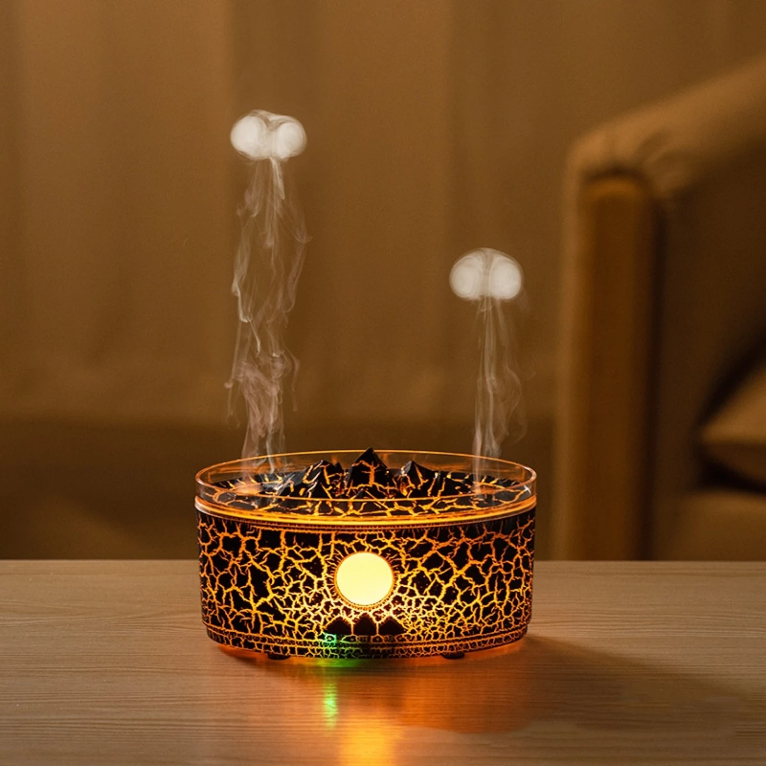 Zen Raindrops Rain Clouds Essential Oil Diffuser - Ultrasonic Desktop Sprayer with 3 Calming Colors Lamp for Relaxing Atmosphere