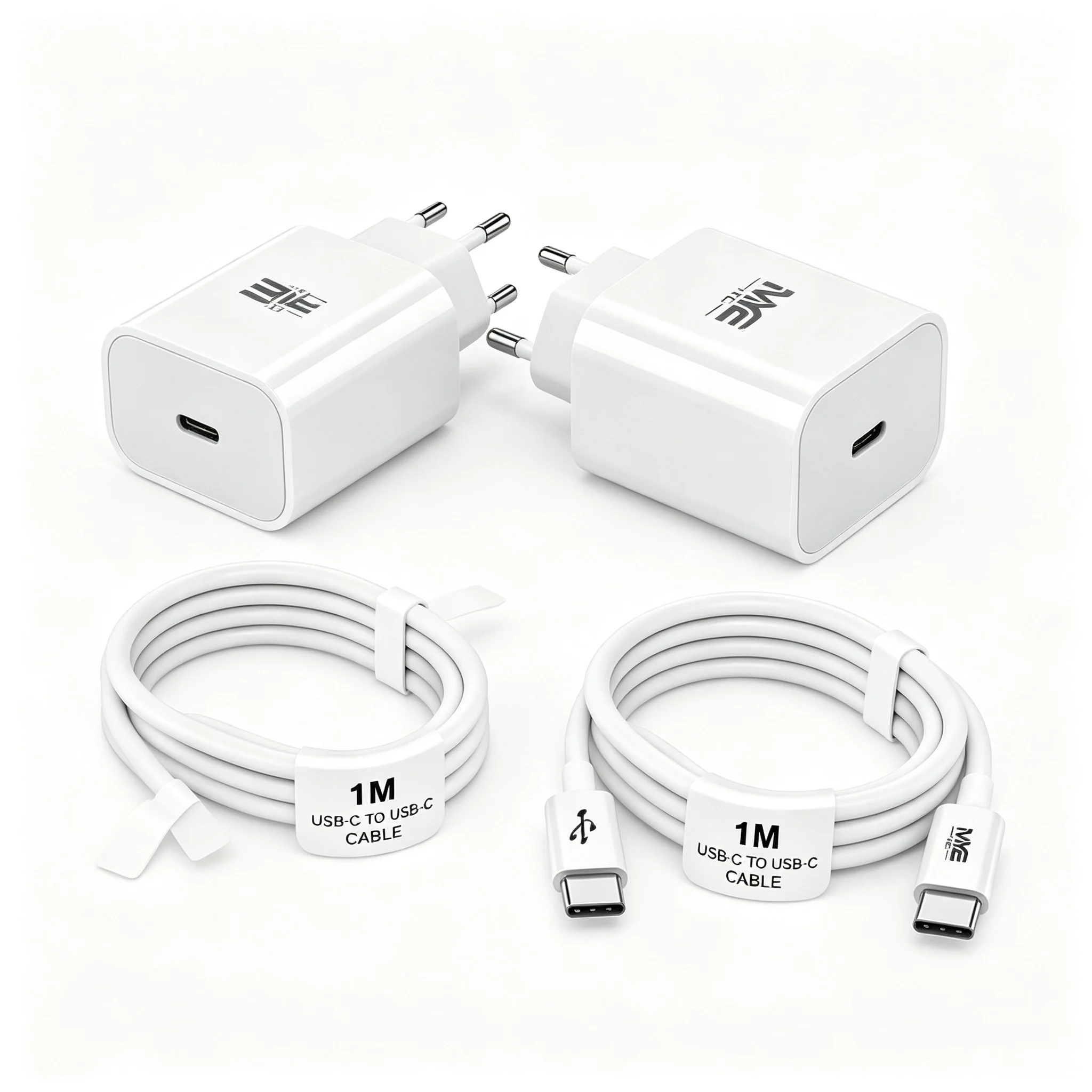 Pack de 2 chargeurs USB 20W Pd 3.0 à charge rapide, câble de 1m, chargeur de téléphone portable, prise de charge rapide, câble de charge rapide Type-C
