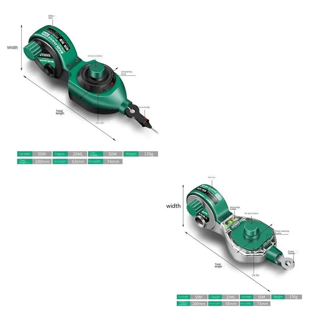 Durable Ground Marking Scriber Draw Line Easy Use Construction Ink Fountain Green Hand-Operated Woodworking Ink Fountain
