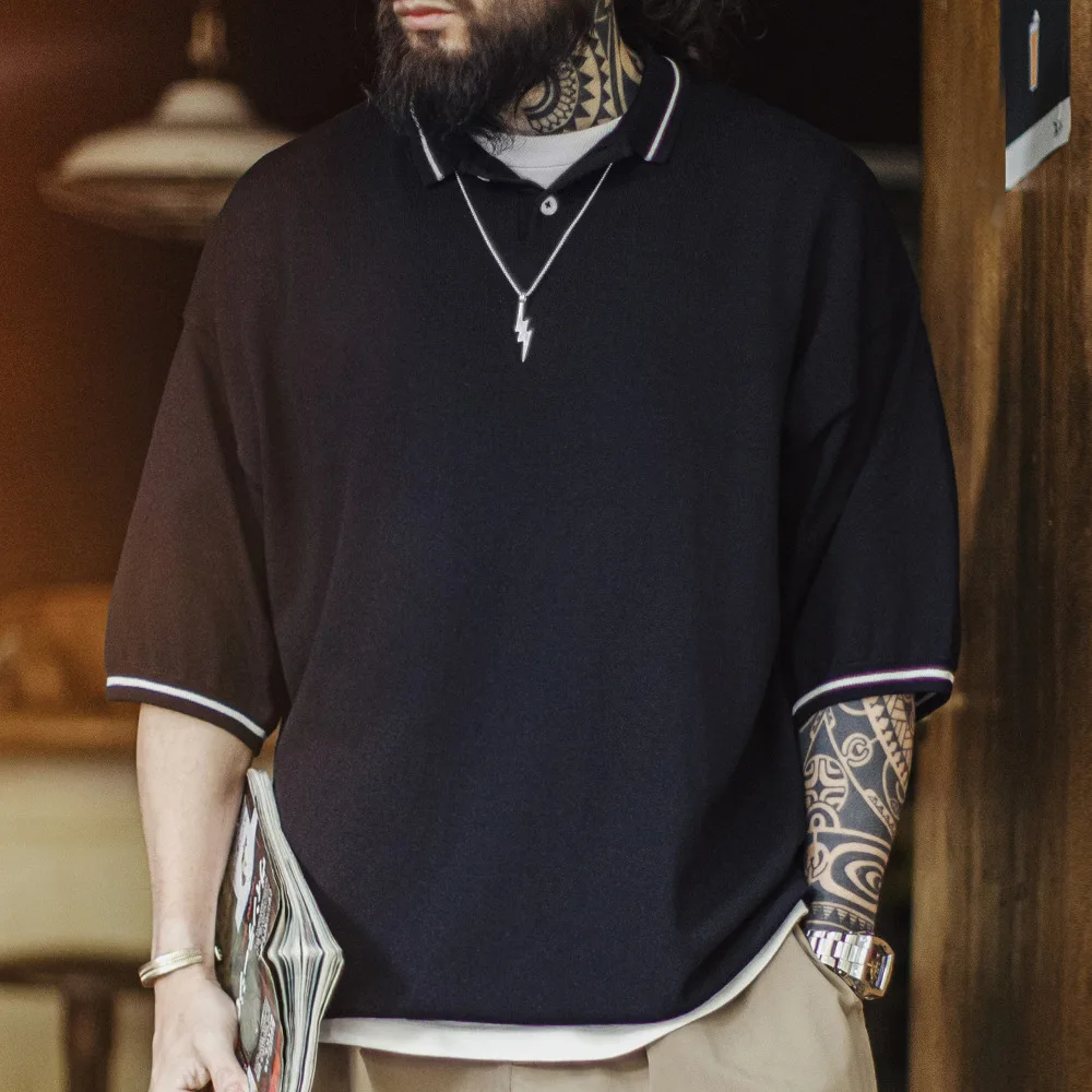 

Maden Bla Loose Fit ort Sve irt Men's Summer T-irt Drapey Comfortable Breathable Casual American Workwear