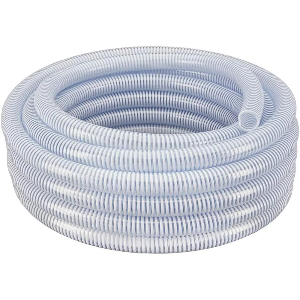 

2 Dia. x 50 ft Clear Flexible PVC Suction and Discharge Hose with White Reinforced Helix