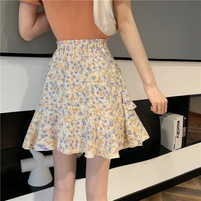 

Floral Skirts Women Summer Asymmetrical Design Niche Chic Korean Style Comfortable Fashion Casual Mini Ledies Clothing All-match