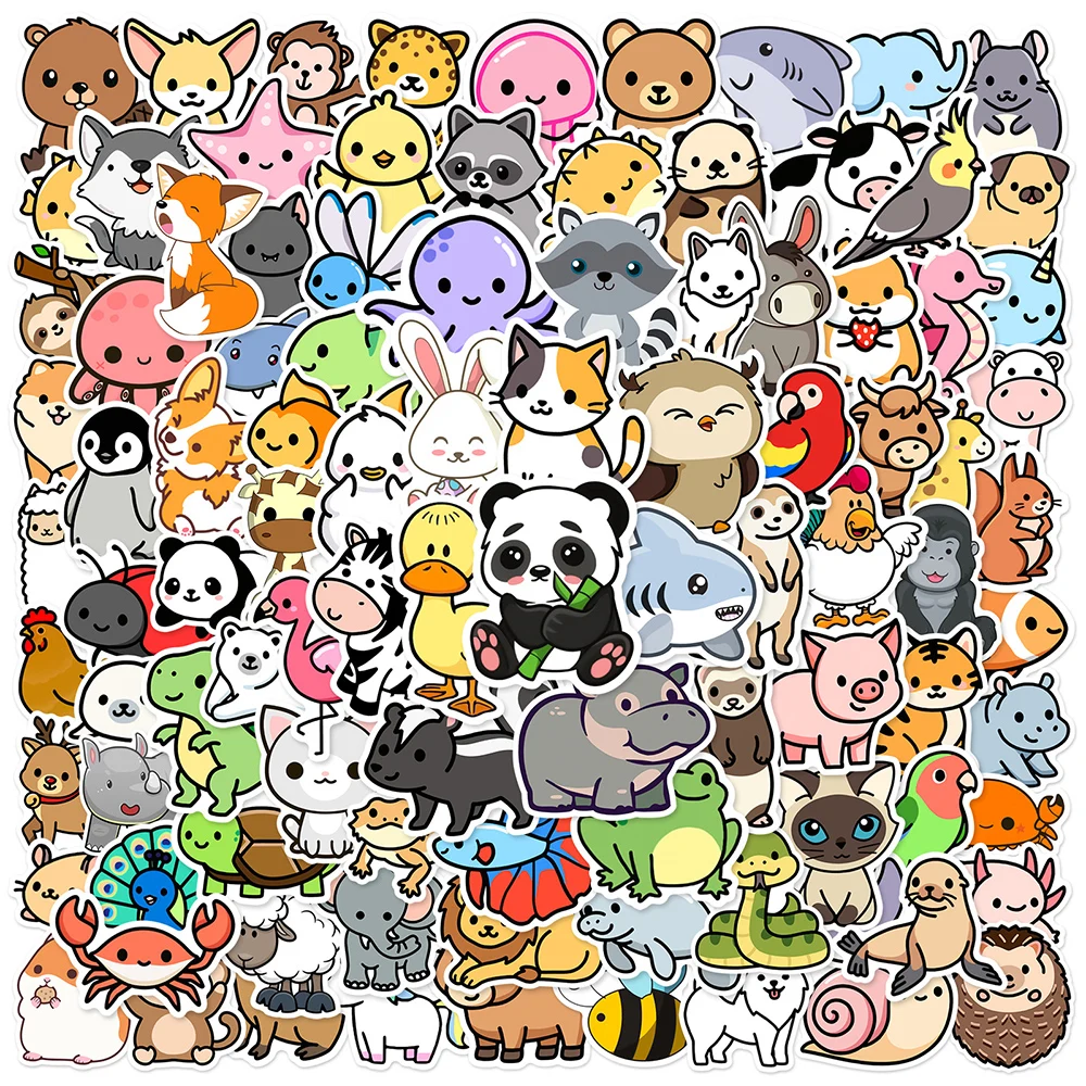 10/30/50/100pcs Cute Jungle Zoo Wild Animal Stickers for Kids Decorative Wall Notebook Water Bottle Laptop Kawaii Cartoon Decals