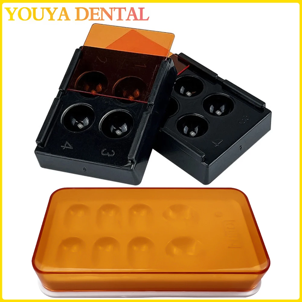 

4/8 Holes Dental Veneer Storage Box Teeth Patch Shading Light Storage Case Denture Retainer Molar Boxes Shading Light Box 1pcs