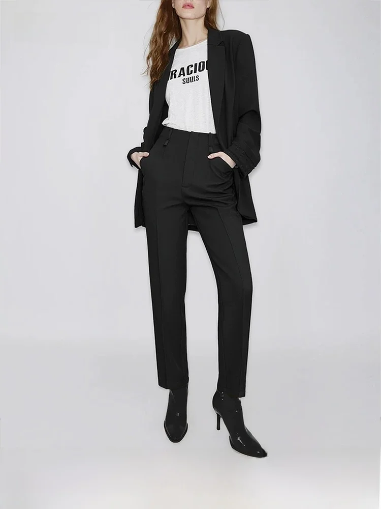 

Spring New Arrival Minimalist Professional Style Intellectual Color Fitted Straight Leg Cone Pants Casual Trousers for ...