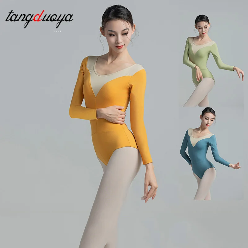 

Женский балетный трико из мягкой сетки, гимнастический купальник, балетный профессиональный костюм для взрослых, боди с воротником-крылом, купальник