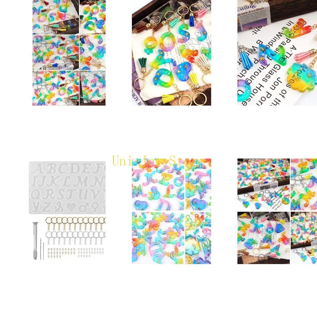 

40GB Silicone Resin Molds,Letter Molds Keychain Resin Jewelry Molds for Resin Epoxy Casting DIY Keychain Making