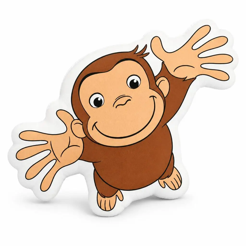 Curious George Monkey Playful Cartoon Plush Pillow Cushion Irregular Stuffed Throw Pillow Home Decor Gift Sofa Bed