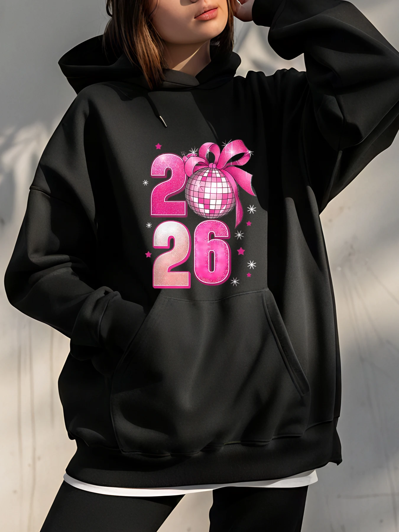 

2026 Толстовка с капюшоном на день рождения, розовая толстовка с принтом диско-шара, унисекс, повседневная толстовка для женщин и мужчин, подарок на вечеринку, модная уличная одежда