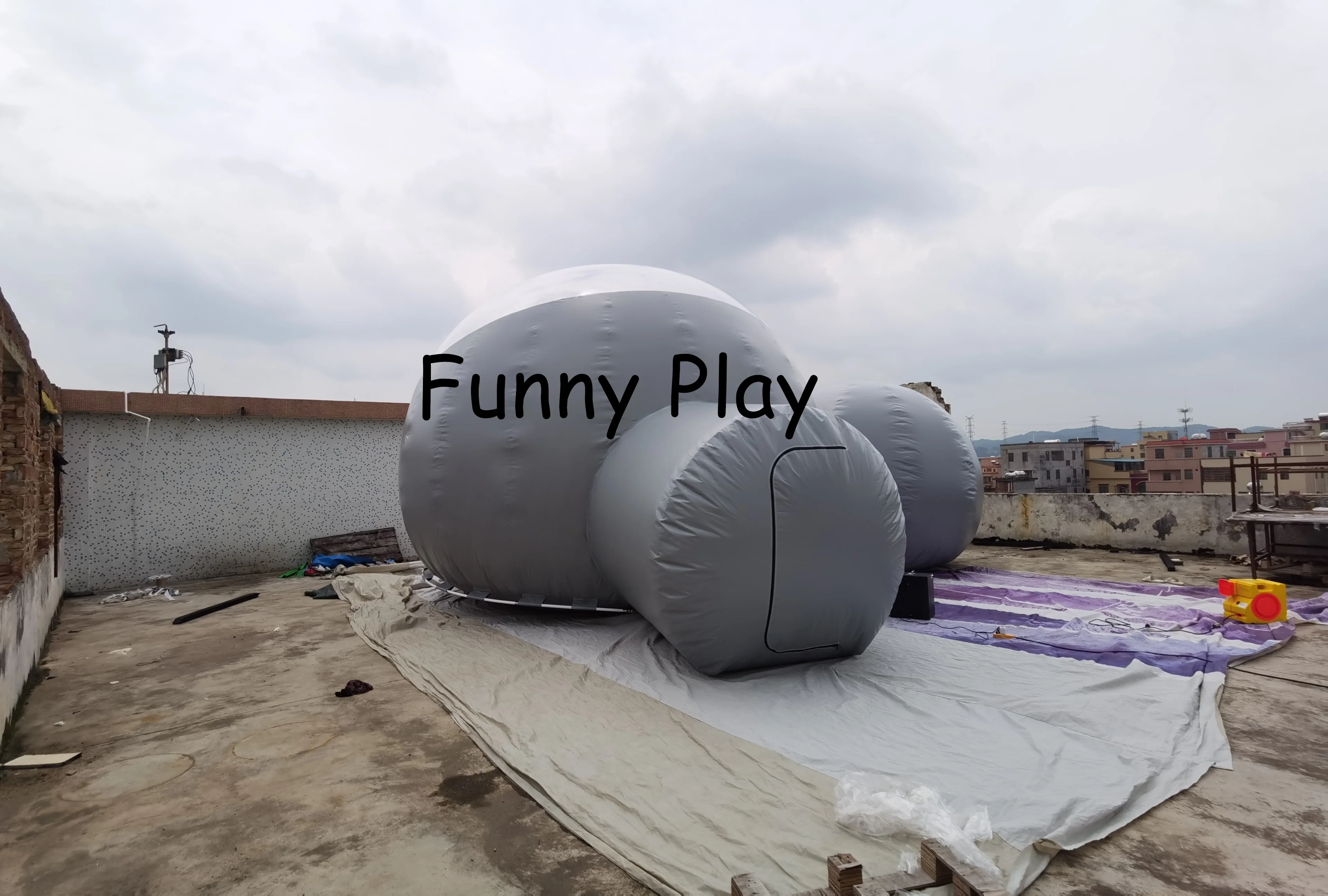 inflatable tent with rooms, large camping tent,2 room inflatable clear lawn bubble tent with corridor,beach tent design outdoor