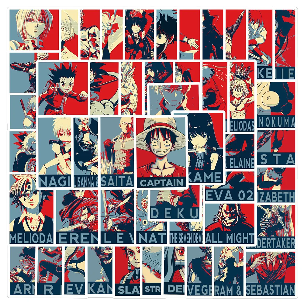 10/30/50pcs Mixed Anime Poster Stickers Attack on Titan FAIRY TAIL Decals Notebook Phone Skateboard Cool Cartoon Sticker Decor