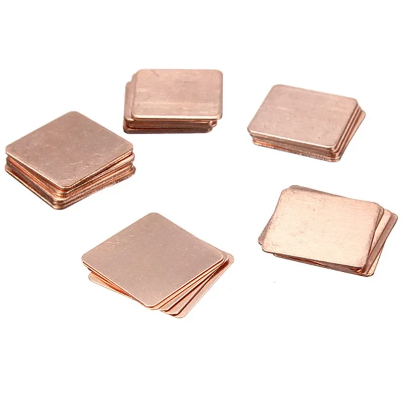 5 Pcs Koper Heatsink, Dikte Heatsink Thermische Pad Voor Laptop, Chip Koeler, 0.3/0.5/0.8/1.0/1.2/1.5/2Mm X 15x1 5/20x20mm.