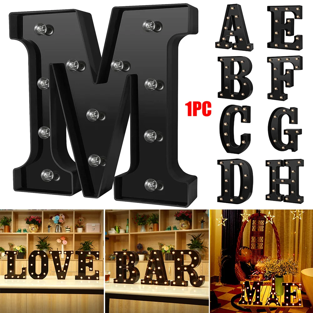 Newly Design Led Letters Lights 26 Alphabet Black Decorative Marquee Lamps for Wedding Party Birthday Home Bar Decoration