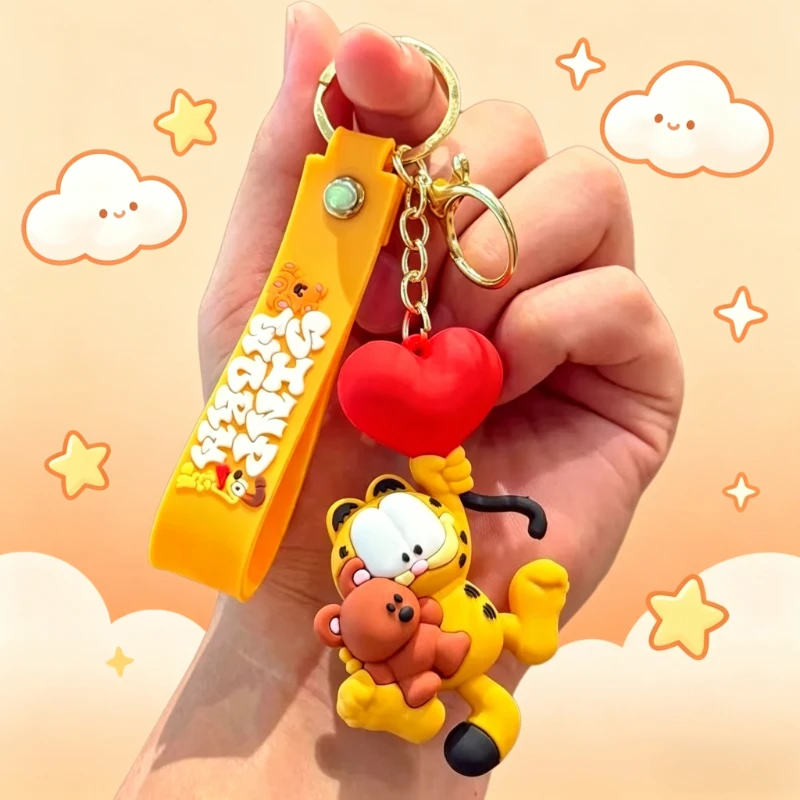 

Garfield animation cartoon cute funny keychain kawaii for boys and girls couple plush backpack pendant accessories wholesale