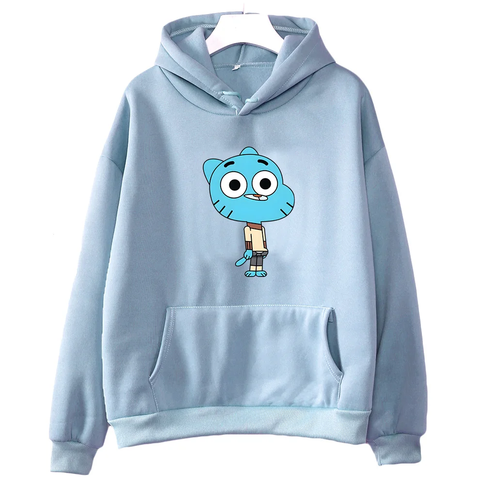 Gumball Wattersonn Blue Cat Print Sweatshirts Cute Anime Hoodies Feamle/male Casual Pullovers Autumn Fleece Clothing Brand Tops