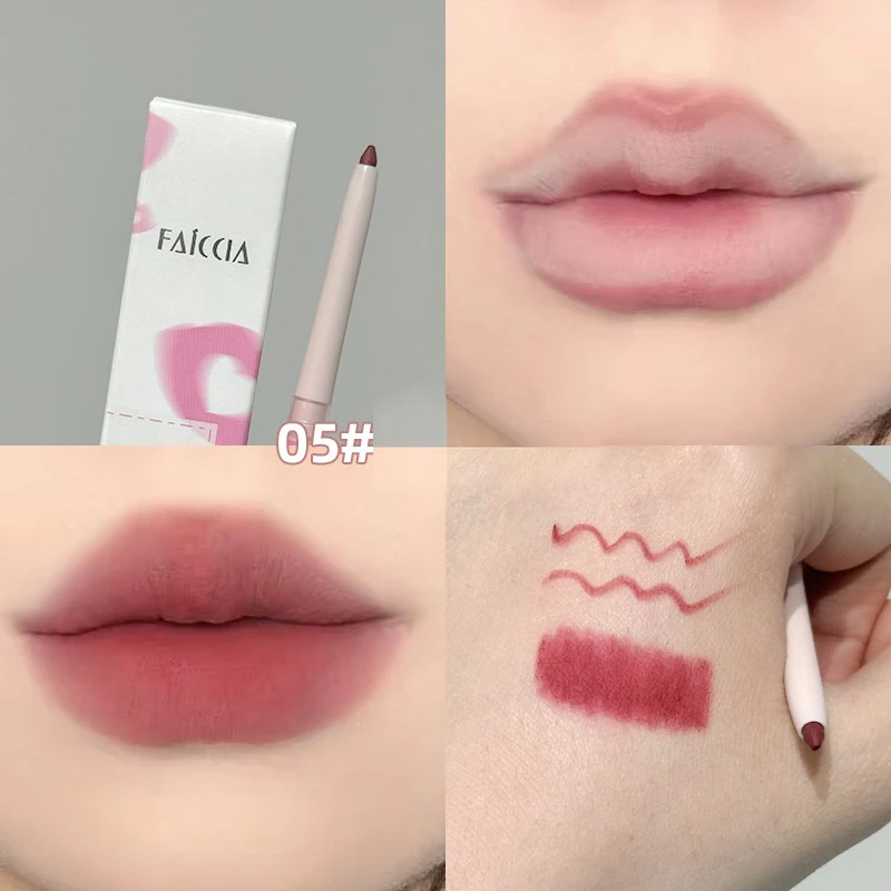 Nude Lip Liner mit Lippenpinsel, weicher Nebel, Kosmetik, Lippenstiftstift, sanfte Farben, mattierter Lippenstiftstift, Lippenkonturierung, Lipliner-Stift