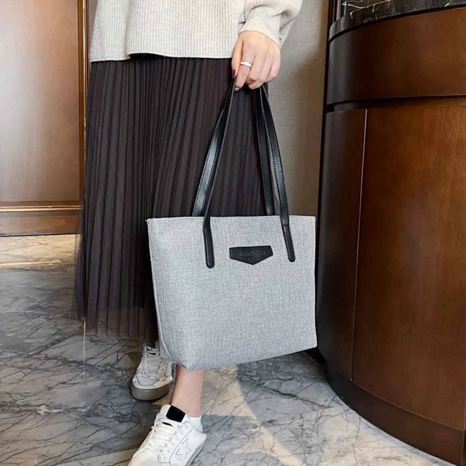 Casual Canvas Totes Bag Women Large Capcity Shoulder Bag Light Shopping Handbag Cotton And Linen Handle Bag Travel Hobo Tote