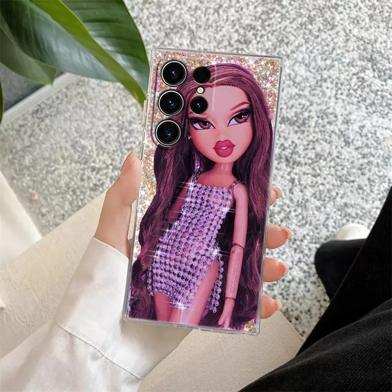 Bratz الكرتون فتاة الموضة قضية الهاتف لسامسونج غالاكسي S24FE S25 S23 S21 الترا S20 S24 FE S22 زائد A35 A55 5G حافظة غطاء شفاف #4