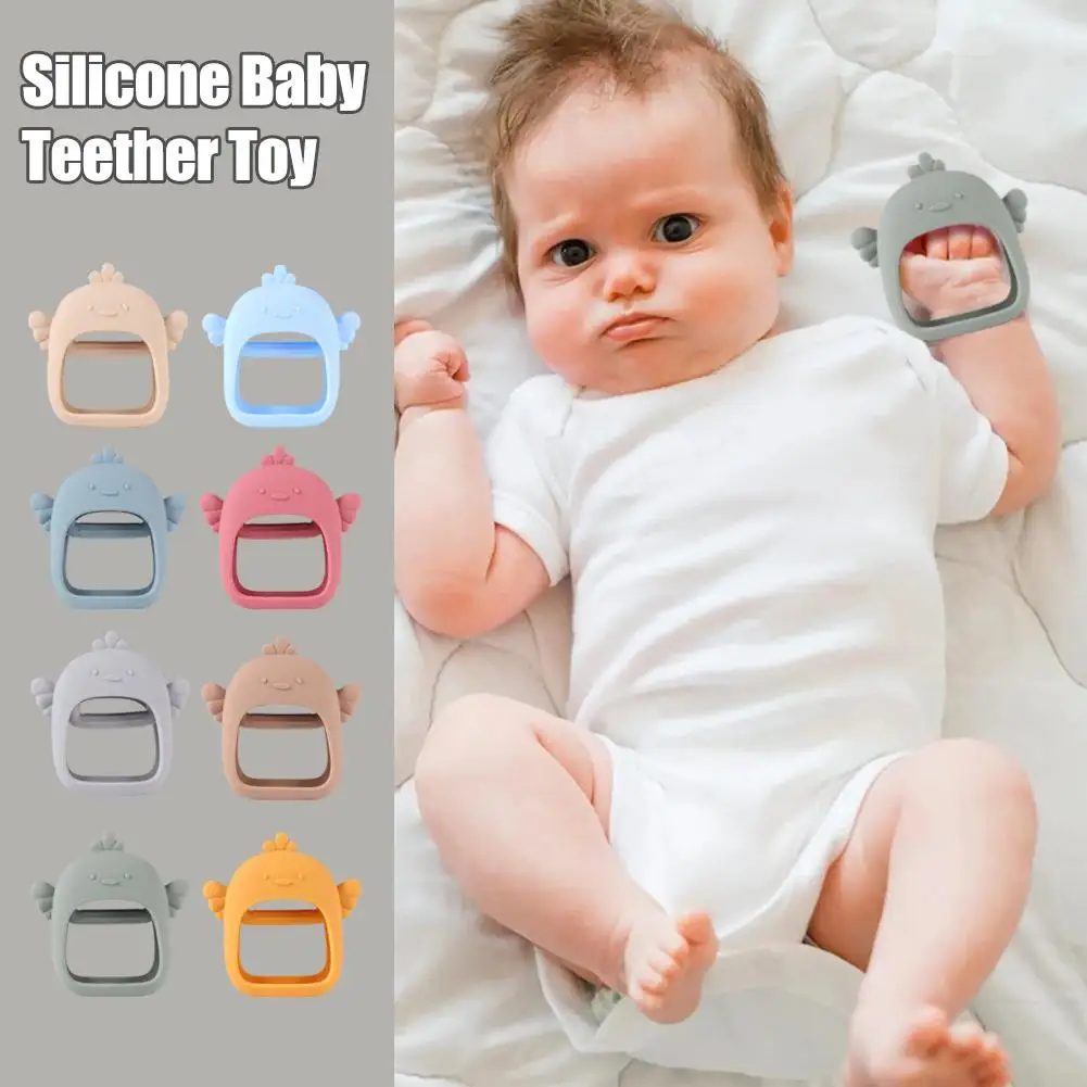 Baby Teether Chick Gloves Teether Silicone Anti-eating Hand Massage Teether Anti-biting Baby Gums ​molar Stick V4z3