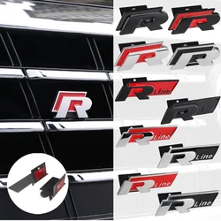 3D R RLINE Emblem Car Front Grille Badge Metal Sticker Decoration For Volkswagen VW Golf Passat Polo Blue Motion T-ROC Scirocco