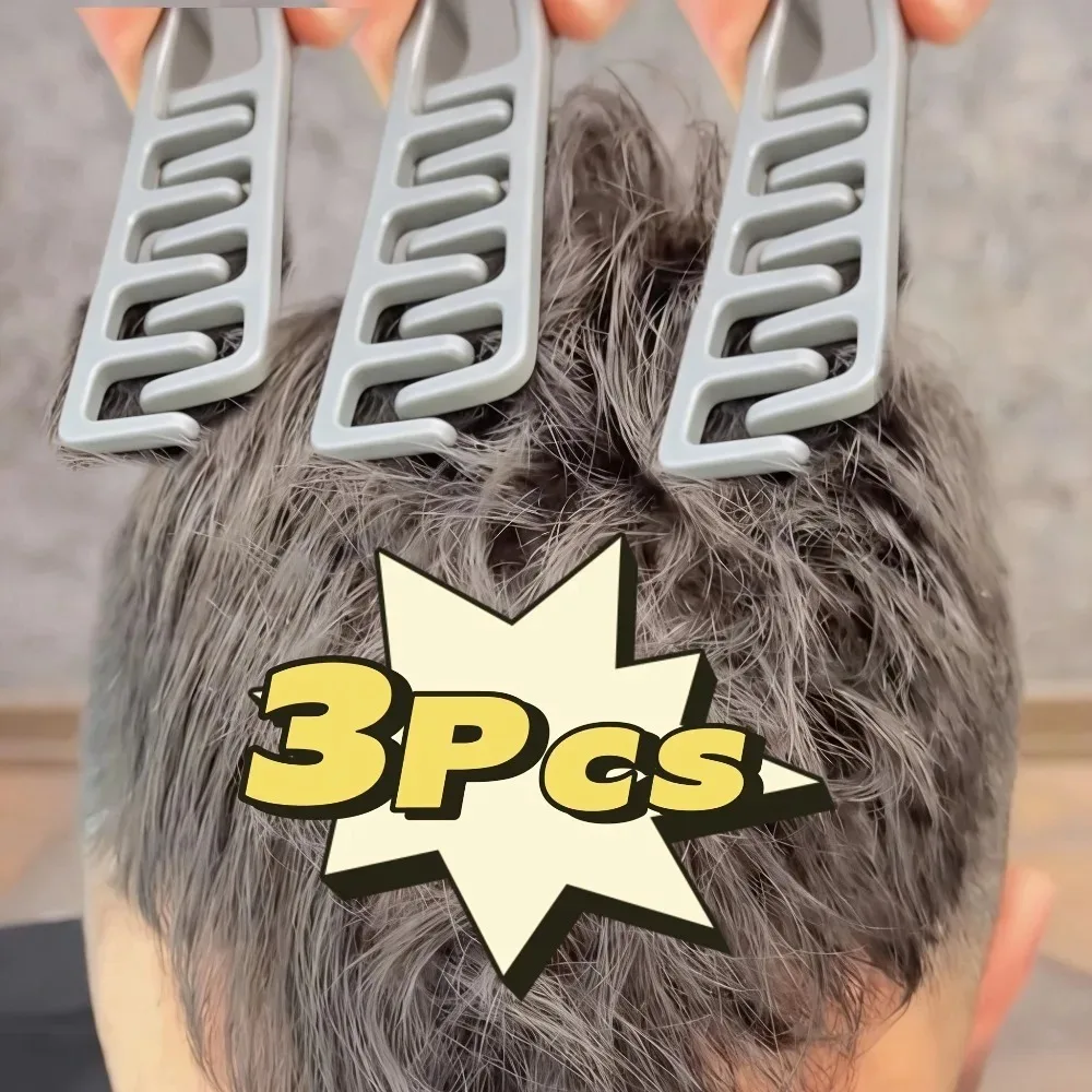 Pente de cabelo de plástico masculino, 3 peças, pente de estilo cinza minimalista, pente de bolso portátil, para uso diário em viagens de negócios e escritório