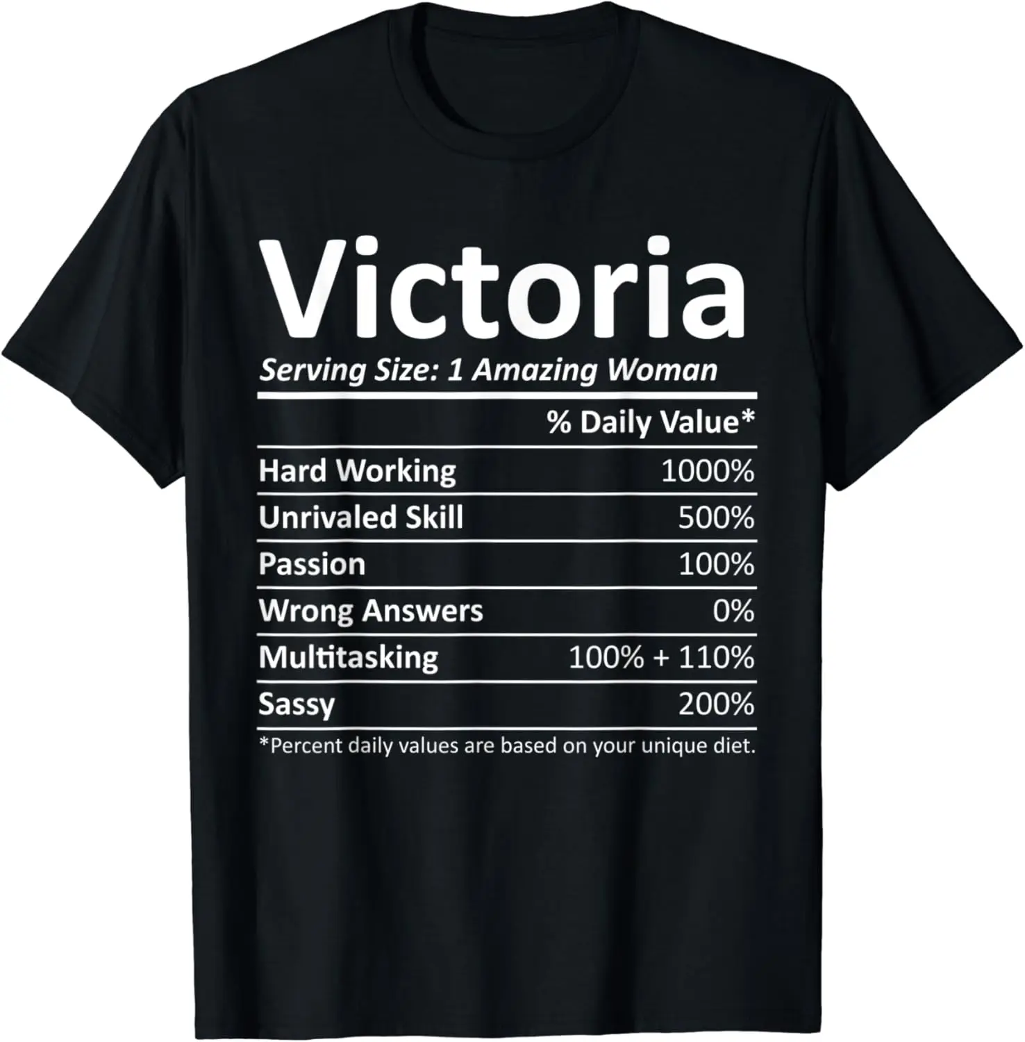 VICTORIA Nutrition Personalized Name Funny Christmas Gift T-Shirt,Crew T-shirt