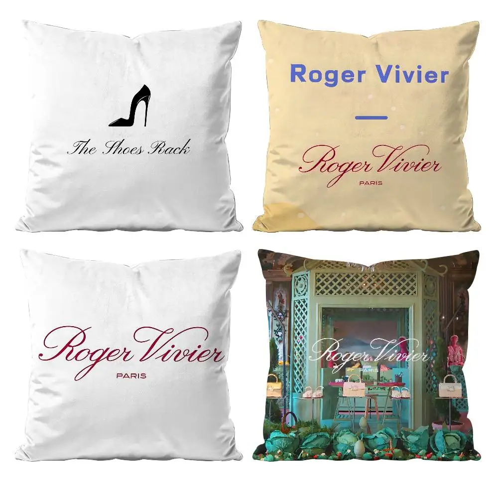 

The Design R-R-Roger V-V-Vivier Pillow Case Anti-dustmite Pillowcase Invisible Zipper Silky Short Plush Sofa Cushion Cover