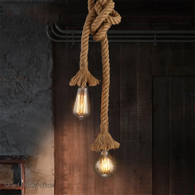 Loft Hemp Rope Pendant Lamp Vintage Net Spider Chandeliers Ceiling Pendant Creative Bar Lamp DIY Cafe Fairy Lights Weave Wire
