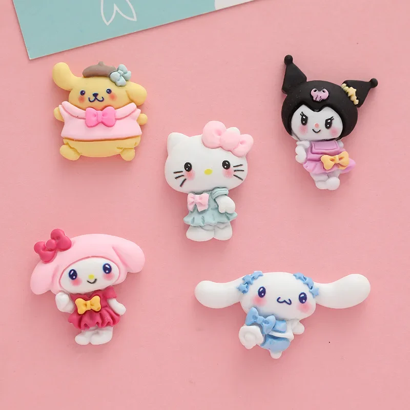 

5 шт., бант Sanrio Melody, смоляные кабошоны с плоской задней частью, ювелирные материалы «сделай сам», подвески ручной работы