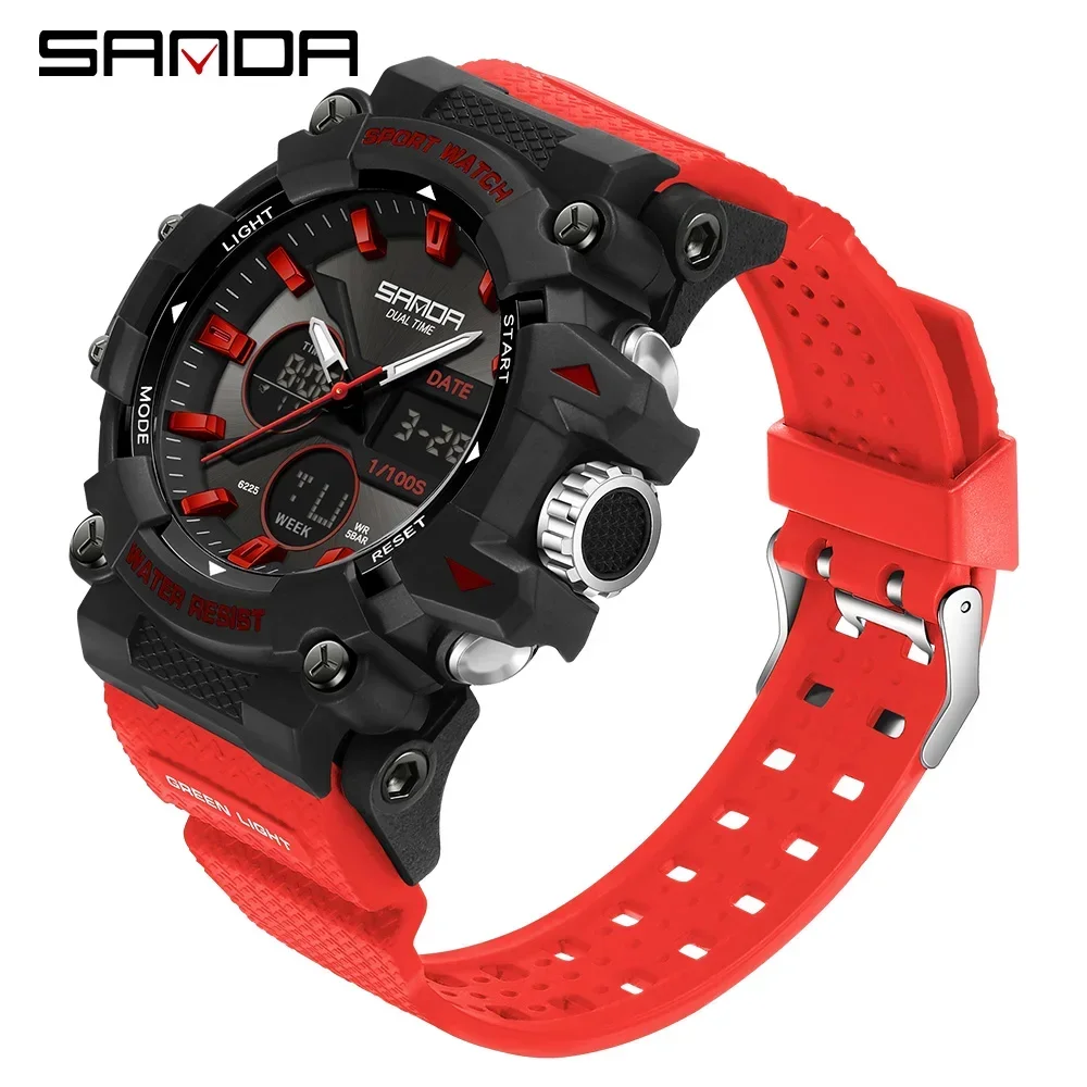 

SANDA Men's Sports Watch for Men Women Quartz Digital Dual Display Watches Shock Water Resistant Camping GYM Wristwatch 8M6225