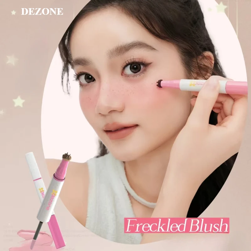 

DEZONE 2 in 1 Freckle Blush Pencil Long Lasting Waterproof Looking Fake Freckles Stamp Sunkissed Face Easy To Wear Makeup