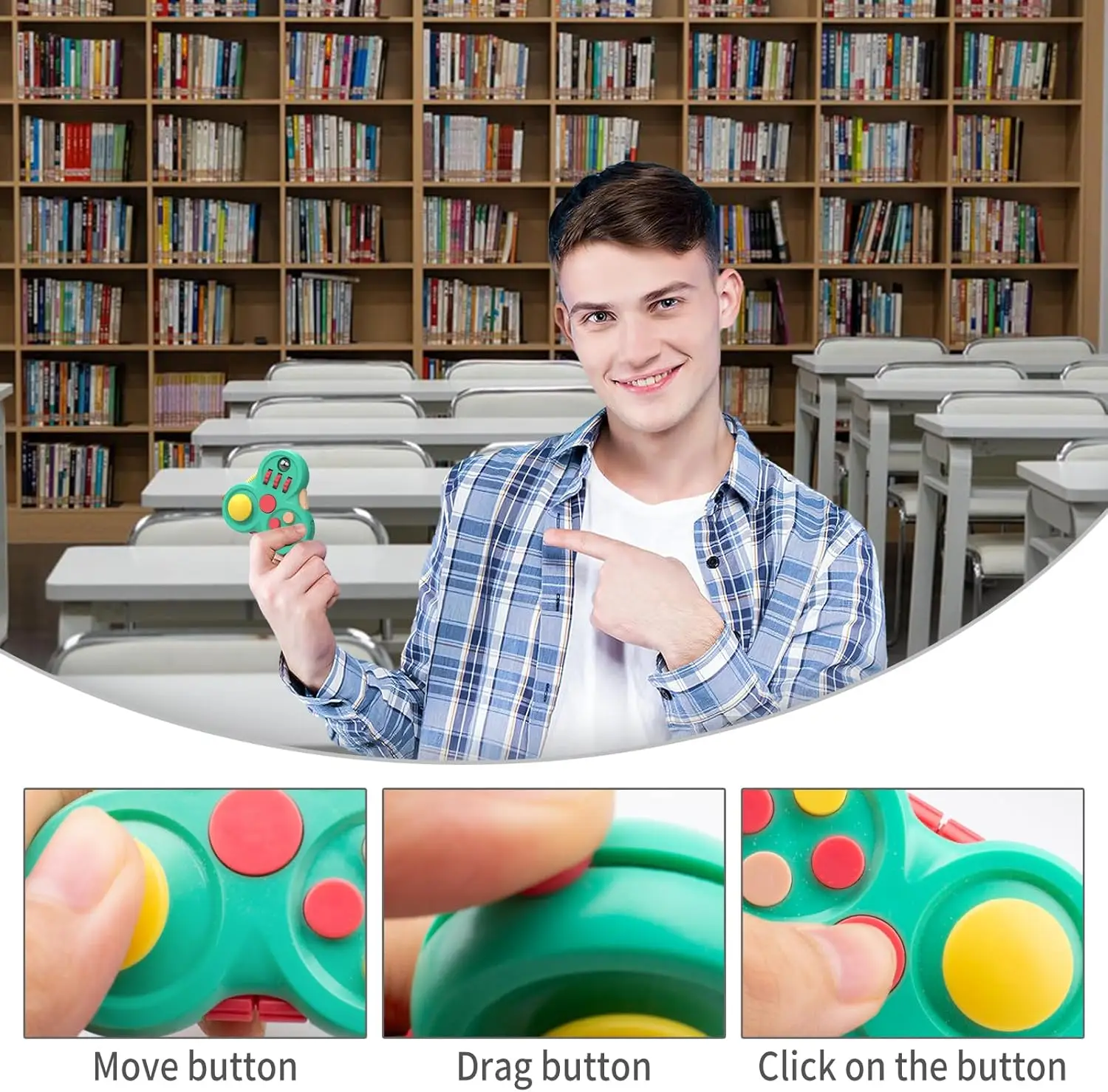 Fajna zabawka dla dorosłych Fidget Pad, kontroler Fidget Clicker kostka na biurko, ulga w stresie ADHD, prezenty sensoryczne dla dzieci nastolatki chłopcy, boże narodzenie