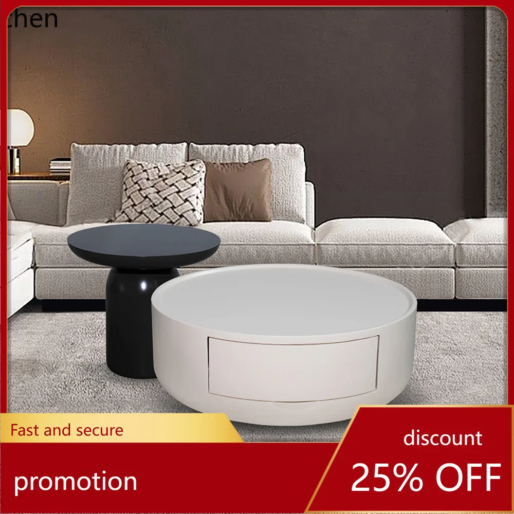 ZML Coffee Table Small Apartment Simple Modern Round Combination Side Table Movable Home Tea Table