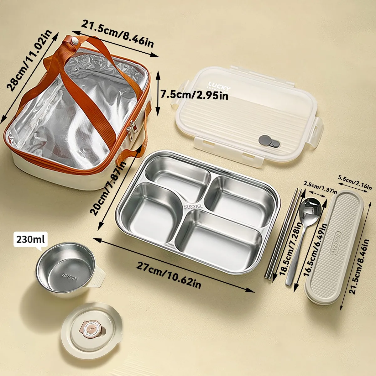 304 roestvrijstalen gedeelde bento-lunchbox 4/5 vakken grote capaciteit verzegelde voedselcontainer met deksel voor studenten en kantoorpersoneel